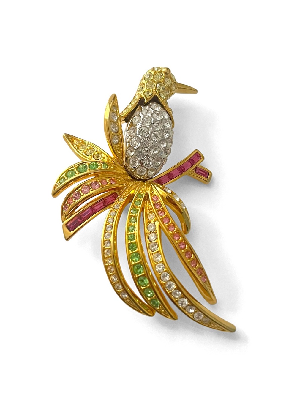 Vintage Nolan Miller Signed Pave Rhinestone Hummingbird Brooch